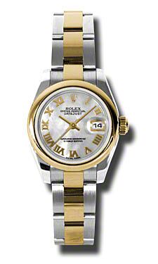 Rolex Pre Owned Datejust Steel and Yellow Gold Custom Mother of Pearl Roman Dial on Oyster 26mm