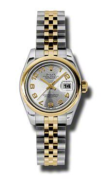 Rolex Pre Owned Datejust Steel and Yellow Gold Silver Concentric Circle Arabic Dial on Jubilee 26mm