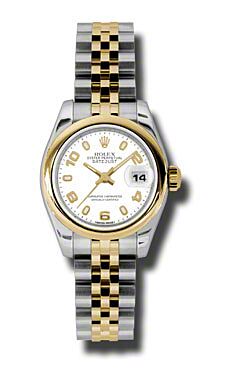 Rolex Pre Owned Datejust Steel and Yellow Gold White Arabic Dial on Jubilee 26mm