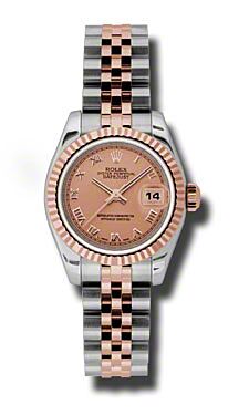 Rolex Pre Owned Datejust Steel and Rose Gold Pink Champagne Roman Dial on Jubilee 26 mm