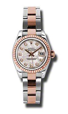 Rolex Pre Owned Datejust Steel and Rose Gold Meteorite Diamond Dial on Oyster 26mm