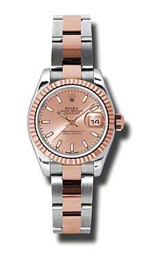 Rolex Pre Owned Datejust Steel and Rose Gold Pink Stick Dial on Oyster 26 mm