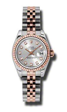 Rolex Pre Owned Datejust Steel and Rose Gold Custom Silver Diamond Dial on Jubilee 26mm