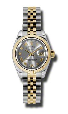 Rolex Pre Owned Datejust Steel and Yellow Gold Slate Grey Roman Dial on Jubilee 26mm