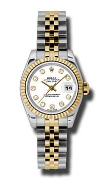 Rolex Pre Owned Datejust Steel and Yellow Gold Custom White Diamond Dial on Jubilee 26mm