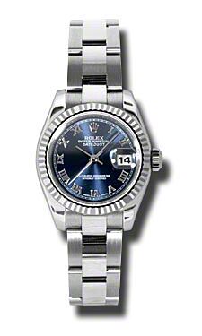Rolex Pre Owned Datejust Steel and White Gold Blue Roman Dial on Oyster 26mm