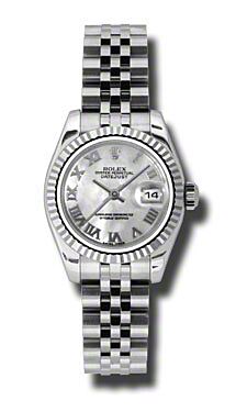 Pre Owned Rolex Datejust Steel and White Gold Custom Mother of Pearl Roman Dial on Jubilee Bracelet 26mm