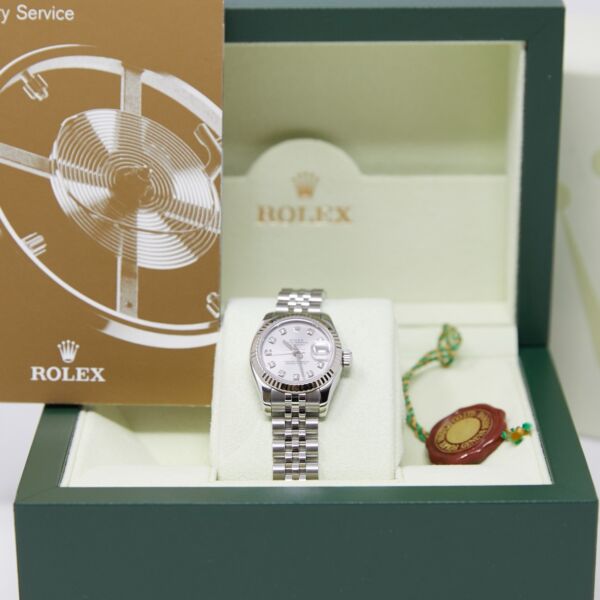 Rolex Pre Owned Datejust Steel and White Gold Factory Silver Diamond Dial on Jubilee 26mm