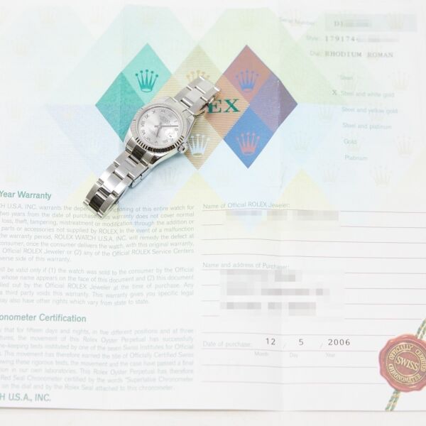 Rolex Pre Owned Datejust Steel and White Gold Silver Roman Dial on Oyster 26mm Box and Papers