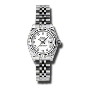Rolex Pre Owned Datejust Steel and White Gold Custom White Diamond Dial on Jubilee 26mm
