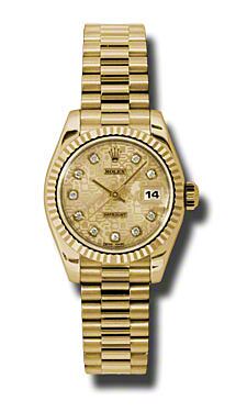 Rolex Pre Owned Datejust President Yellow Gold Champagne Jubilee Diamond Dial 26mm