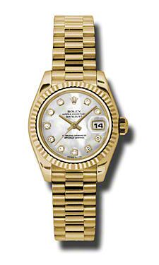 Rolex Pre Owned Datejust President Yellow Gold Mother of Pearl Diamond Dial 26mm