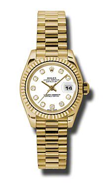 Rolex Pre Owned Datejust President Yellow Gold White Diamond Dial 26mm