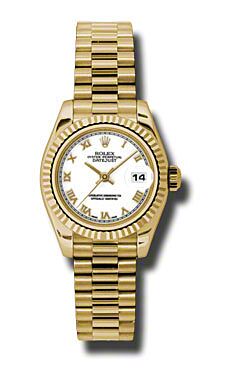 Rolex Pre Owned Datejust President Yellow Gold White Roman Dial 26mm