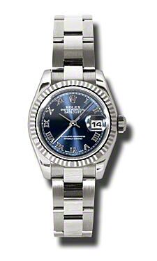 Rolex Pre Owned Datejust White Gold Blue Roman Dial on Oyster 26mm