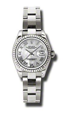 Rolex Pre Owned Datejust White Gold Mother of Pearl Roman Dial on Oyster 26mm