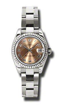Rolex Pre Owned Datejust White Gold Pink Roman Dial on Oyster 26mm
