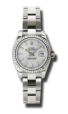 Rolex Pre Owned Datejust White Gold Silver Stick Dial on Oyster 26mm