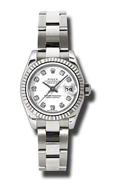 Rolex Pre Owned Datejust White Gold White Diamond Dial on Oyster 26mm