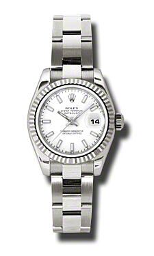 Rolex Pre Owned Datejust White Gold White Stick Dial on Oyster 26mm