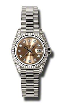 Rolex Pre Owned Datejust White Gold Pink Diamond Dial 26mm