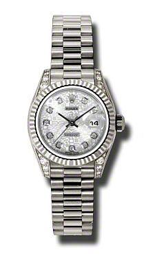 Rolex Pre Owned Datejust White Gold Silver Jubilee Diamond Dial 26mm