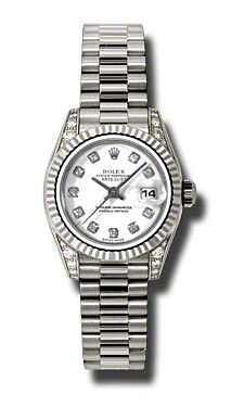 Rolex Pre Owned Datejust White Gold White Diamond Dial 26mm
