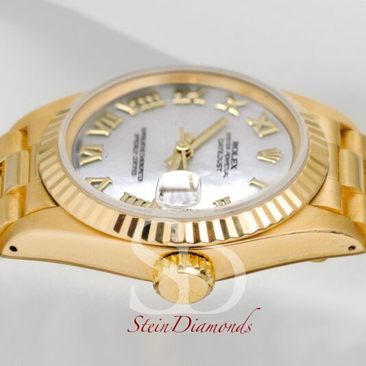 Rolex Lady Yellow Gold President Custom Mother of Pearl Roman on Presidential 26mm