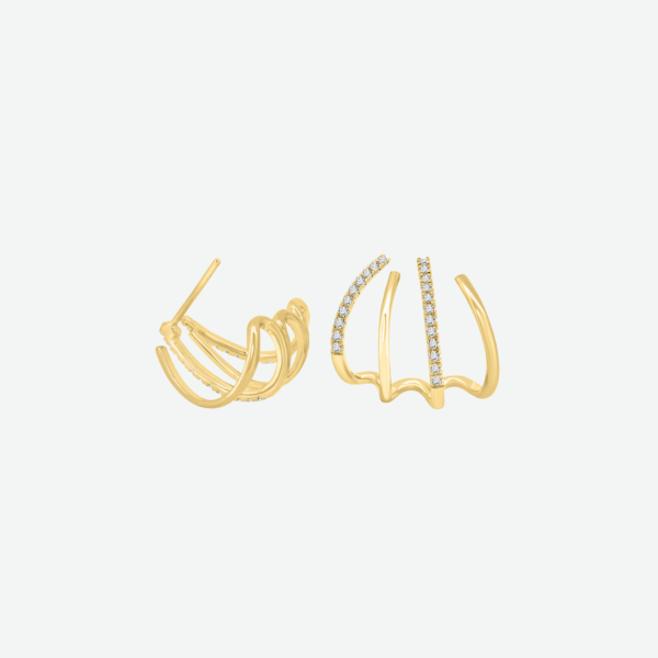 Multi-Huggie Diamond Earrings In 18K Gold