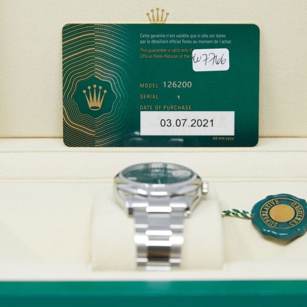 Rolex Datejust 36 Steel Grey Dial with Green Roman Numerals on Oyster [COMPLETE SET] 2021