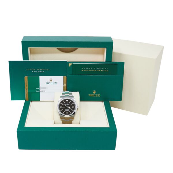 Rolex Explorer Pre-Owned Stainless Steel Black Dial on Oyster Bracelet [BOX and PAPERS] 39mm