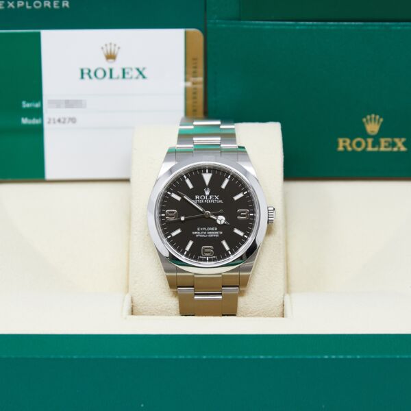 Rolex Explorer Pre-Owned Stainless Steel Black Dial on Oyster Bracelet [BOX and PAPERS] 39mm