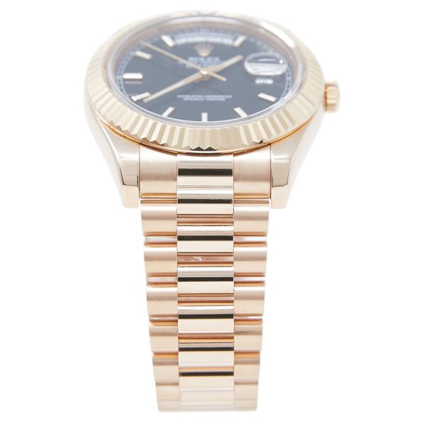 Rolex Pre-Owned Day-Date II Rose Gold Black Dial on Presidential Bracelet [with BOX] 41mm