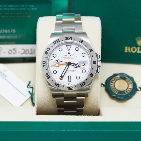 Rolex Pre-Owned Explorer II Stainless Steel White Dial on Oyster Bracelet [COMPLETE SET 2021] 42mm