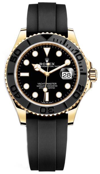 Rolex Yacht-Master Yellow Gold Black Dial on Oysterflex 42mm