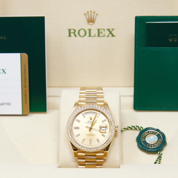 Rolex Pre-Owned Day-Date 40 18K Yellow Gold Diamond Bezel Champagne Diamond Dial [COMPLETE SET] MINT 2020