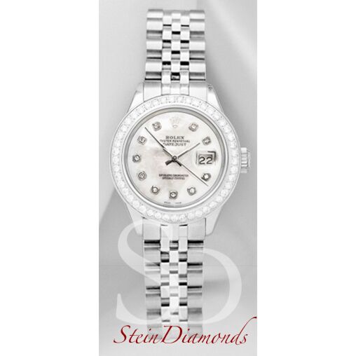 Rolex Lady Steel Datejust Custom Diamond Bezel and Custom Mother of Pearl Diamond Dial on Jubilee Band 26mm