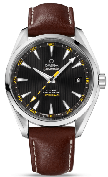 Aqua Terra Automatic Black Dial Brown Leather Men's Watch