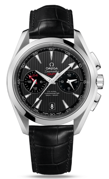 Aqua Terra Chronograph Automatic Black Dial Black Leather Men's Watch