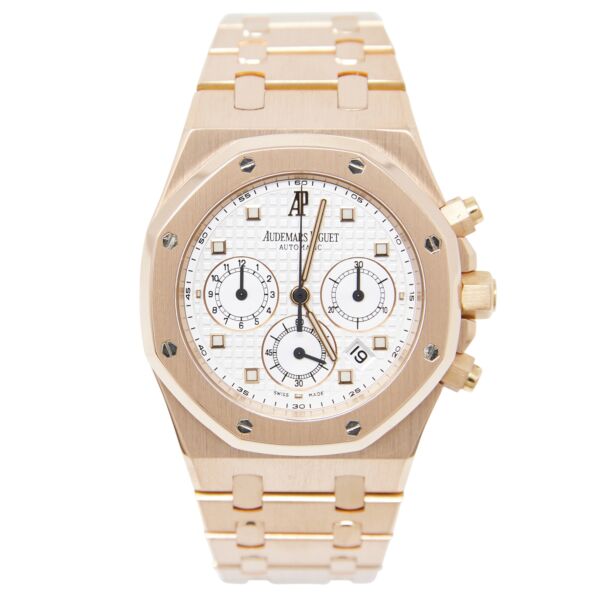 Audemars Piguet Pre-Owned Royal Oak Chronograph Rose Gold White Dial on Rose Gold Bracelet [WITH BOX, ARCHIVES] 39mm