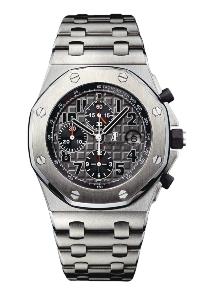 Pre Owned Royal Oak Offshore Titanium Grey Dial with Red Accents on Bracelet 42mm