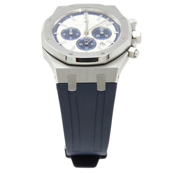 Royal Oak Stainless Steel Chronograph Pride of Italy Limited Edition White Dial with Blue Subdials on Blue Rubber Strap 41mm Box and Papers