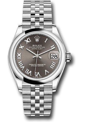 Rolex Datejust Steel Smooth Bezel Dark Grey Roman Dial on Jubilee Bracelet 31mm