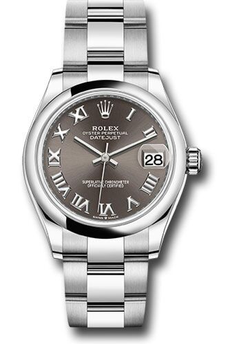 Rolex Datejust Steel Smooth Bezel Dark Grey Roman Dial on Oyster Bracelet 31mm