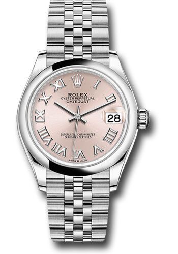 Rolex Datejust Steel Smooth Bezel Pink Roman Dial on Jubilee Bracelet 31mm