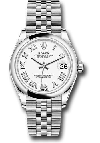 Rolex Datejust Steel Smooth Bezel White Roman Dial on Jubilee Bracelet 31mm