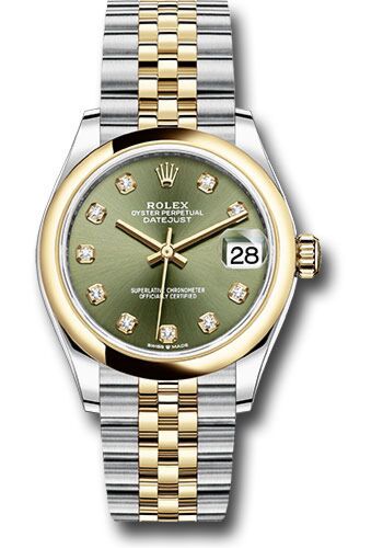 Rolex Datejust Steel and Yellow Gold Smooth Bezel Green Diamond Dial on Jubilee Bracelet 31mm