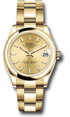 Rolex Datejust President Yellow Gold Smooth Bezel Champagne Stick Dial on Oyster Bracelet 31mm