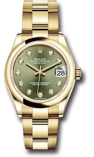 Rolex Datejust President Yellow Gold Smooth Bezel Green Diamond Dial on Oyster Bracelet 31mm