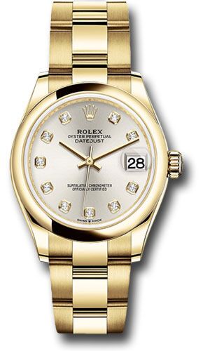Rolex Datejust President Yellow Gold Smooth Bezel Silver Diamond Dial on Oyster Bracelet 31mm